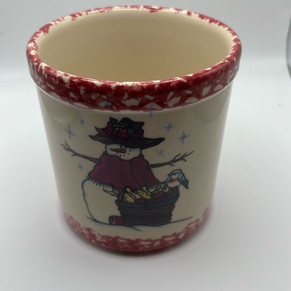 Roseville Pottery Co Other - Henn Pottery workshops Roseville Spongeware Snowman crock